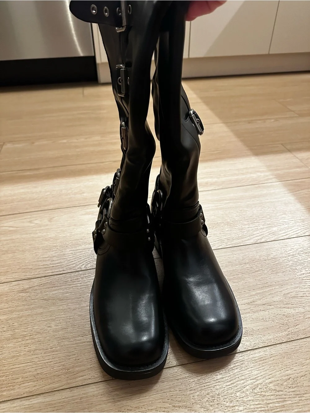 Dream Pairs Black Over-the-Knee Buckle Boots